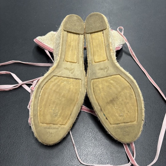 RARE Casteñer Chiti Pink Silk Ballet Espadrilles Shoes Size 40 Made in Spain - Picture 7 of 7